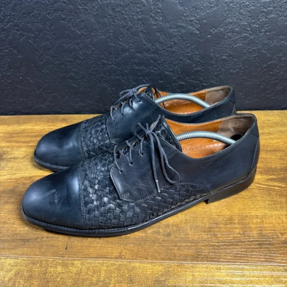 Bostonian Florentine 25619 Black Leather Woven Dress‎ Shoes Mens 12 M